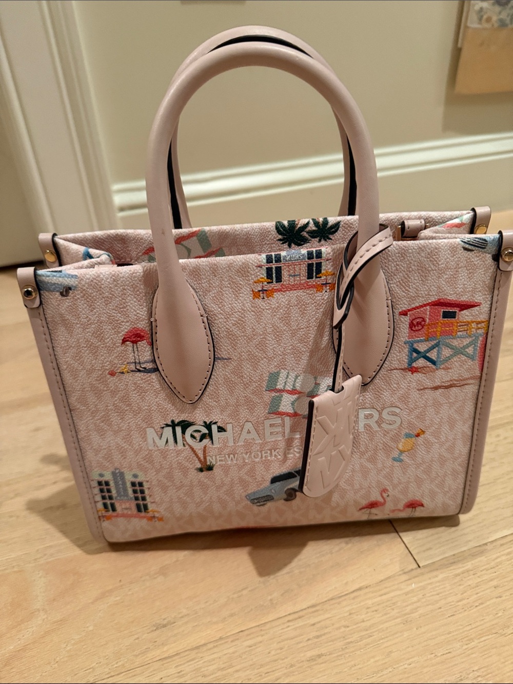 Michael Kors Pale Pink Beach Print Satchel